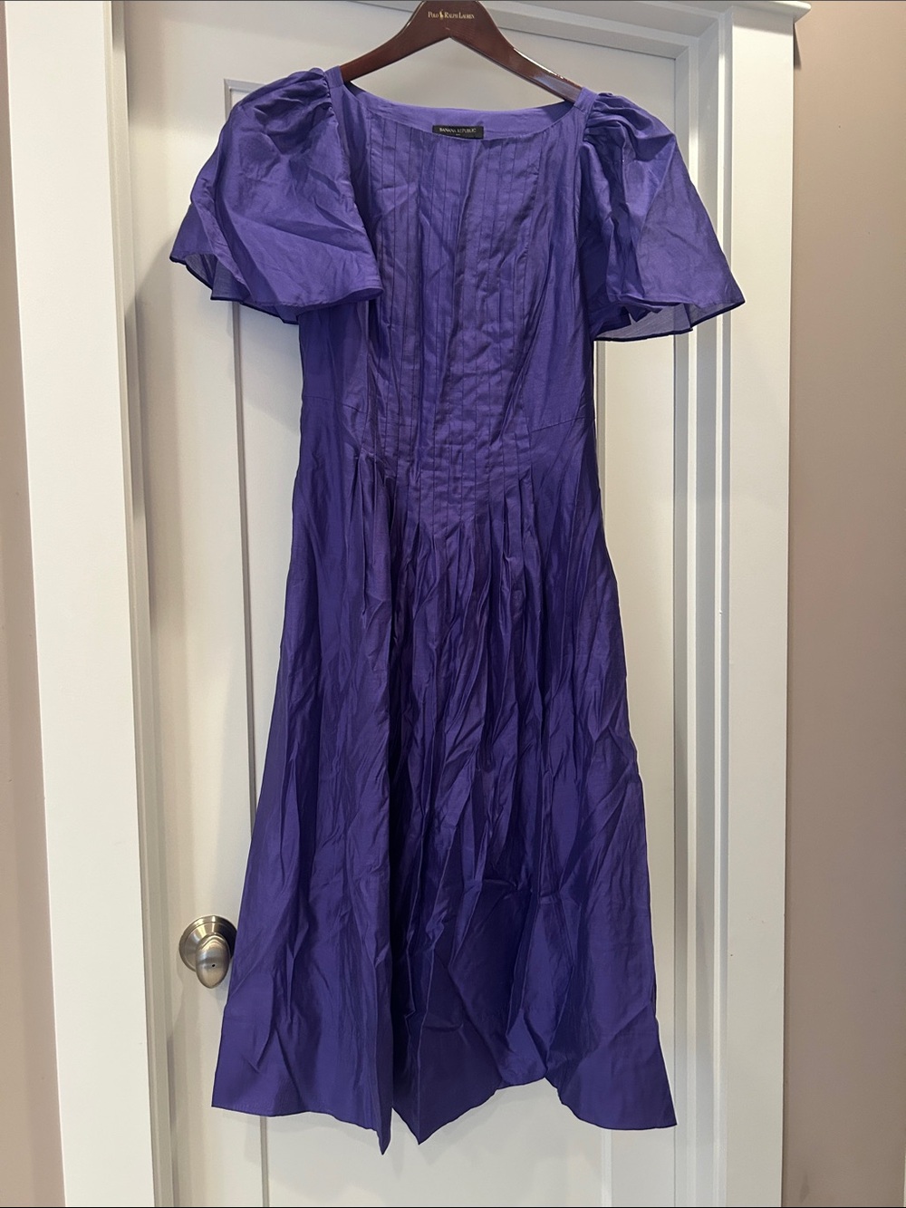 Banana Republic Purple Puff-Sleeve Midi Dress